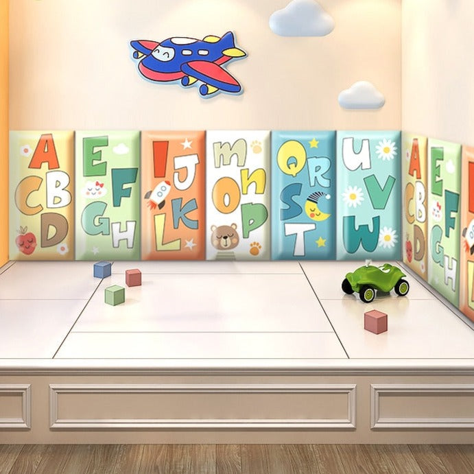 Soft Alphabet Kids Wall Padded Safety Cushions - Non-Toxic Foam Floor Mats for Nursery, Playroom & Toddler Learning Areas