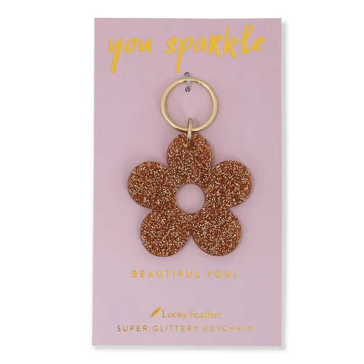 Sparkling Glitter Flower Keychain - Cute & Stylish Accessory for Keys, Bags, and Backpacks - Perfect Gift for Women & Girls