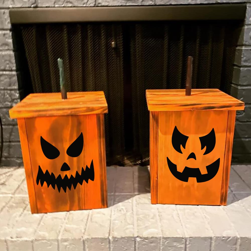 Halloween Pumpkin Face Stencils - 3 Inch Reusable Jack O Lantern Carving Templates for Painting on Wood - Perfect for DIY Halloween Decorations, Party Supplies & Pumpkin Carving
