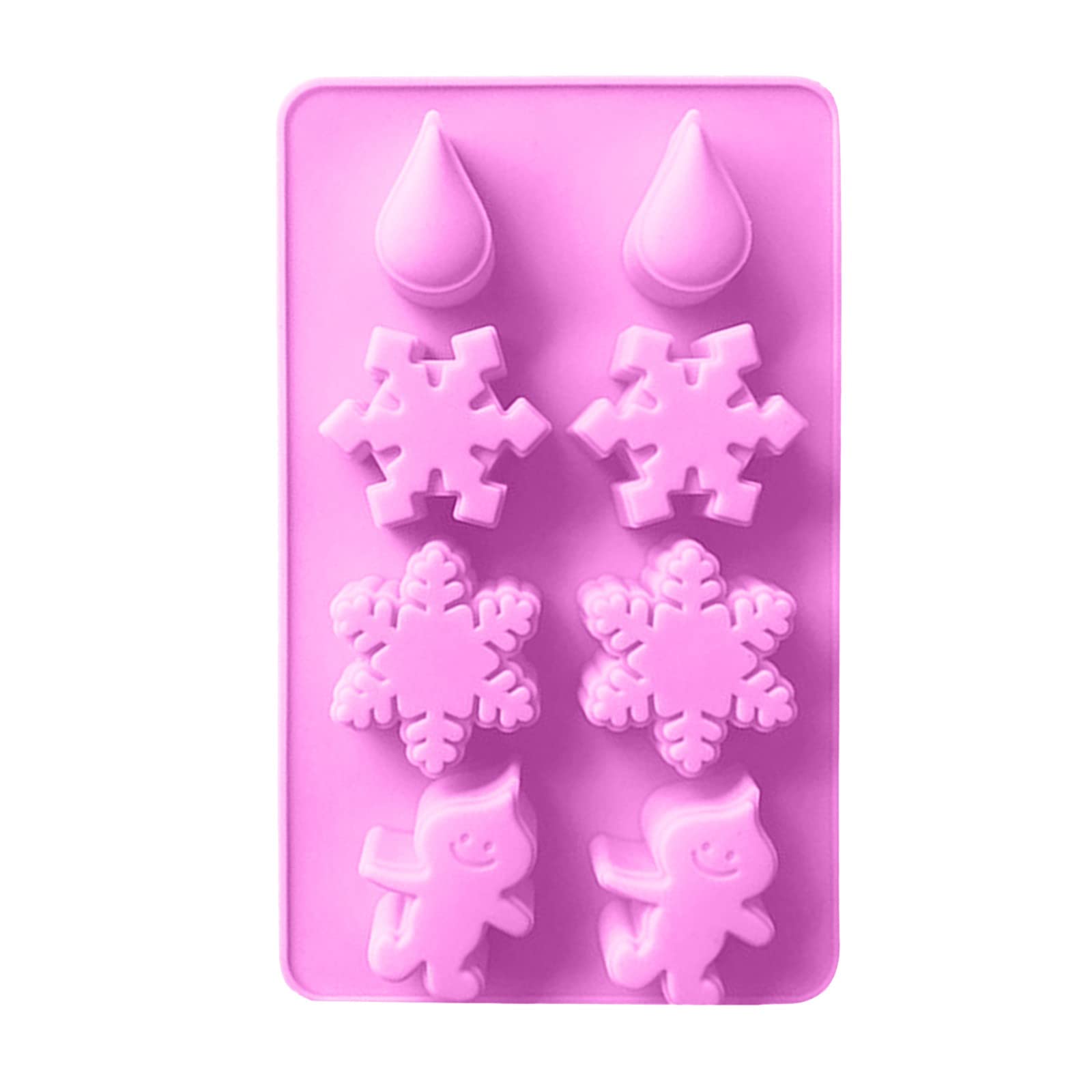 Christmas Silicone Baking Molds - Set of 6 Reusable Candy Cane, Jelly, Soap & Chocolate Molds (Pink) - Perfect for Holiday Treats, DIY Crafts & Party Favors