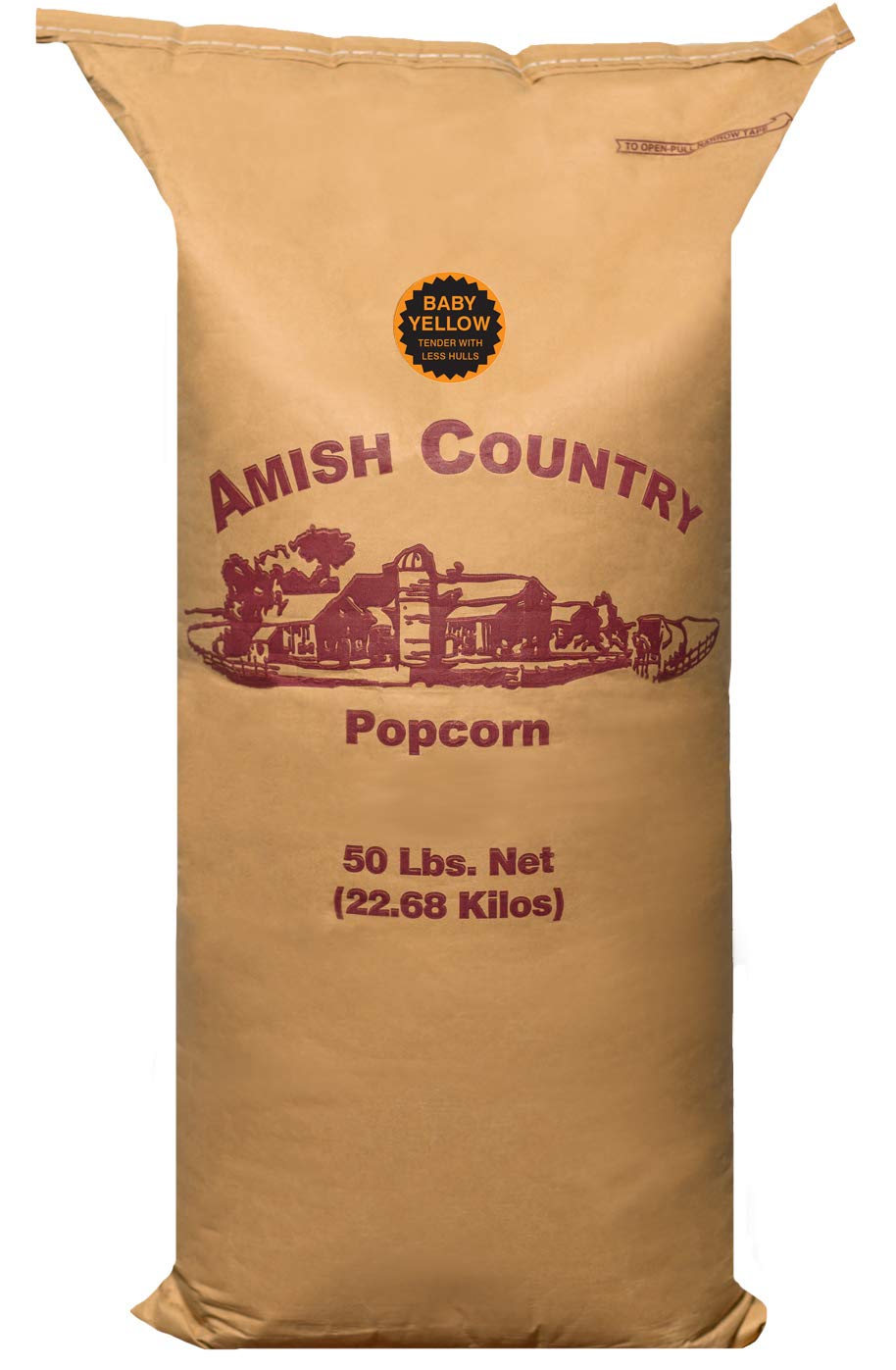 Amish Country Popcorn - 50 LB Bag of Premium Baby Yellow Popcorn | Old Fashioned, Non-GMO, Gluten Free | Perfect for Movie Nights, Snacking & Bulk Food Storage