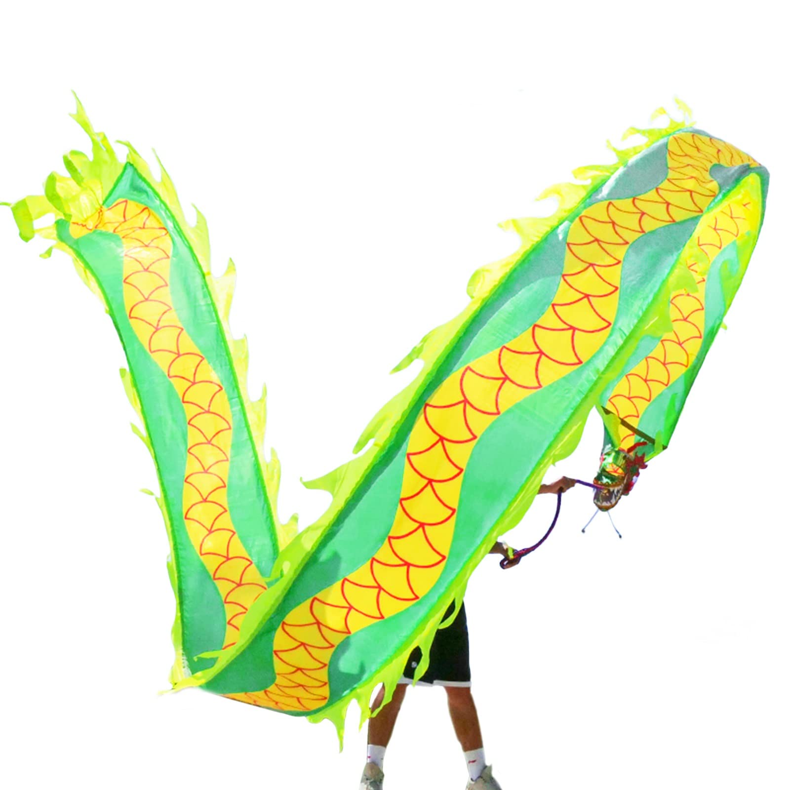Chinese New Year Dragon Dance Streamer - 6m/20ft Green Flowing Ribbon for Fitness, Outdoor Exercise & Park Activities - Perfect Gift for Retired Parents & Seniors - Great for Backyard Fun, Dance Performances & Cultural Celebrations