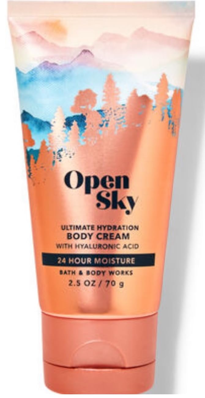 Bath and Body Works Travel Size Body Cream - 2.5 Oz 24-Hour Moisturizing Lotion (Open Sky Scent) for On-The-Go Hydration | Perfect for Gym, Travel & Daily Use