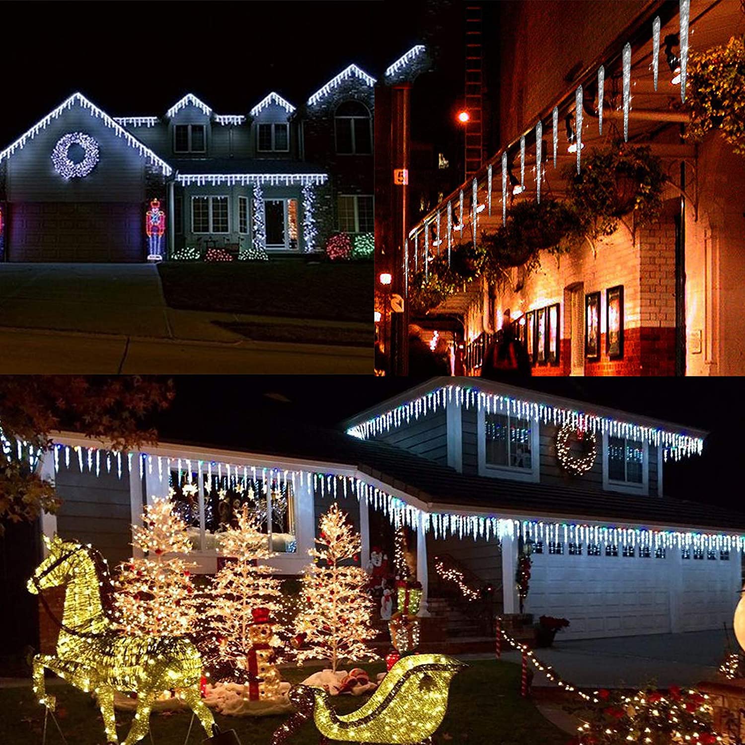 30LED Solar Icicle Lights - 20ft Twinkling Crystal Ice Cone String Lights with 8 Modes, Waterproof for Indoor & Outdoor Christmas Decorations - Perfect for Holiday, Wedding, Garden, and Patio Lighting