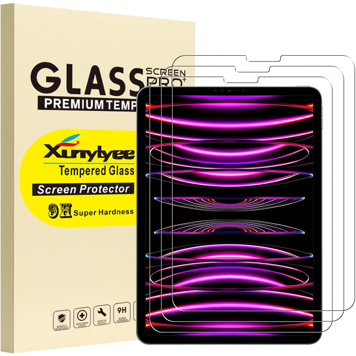 3-Pack Tempered Glass Screen Protector for iPad Pro 11