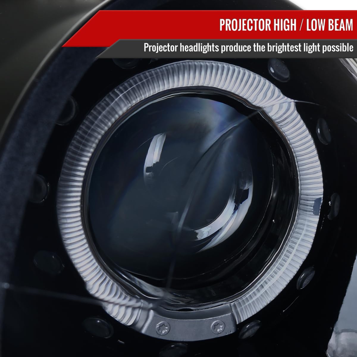 07-15 LED Halo Glossy Black Projector Headlights - High Performance Replacement Headlamps Pair for Improved Night Visibility | Perfect for Off-Roading, Night Driving & Car Customization