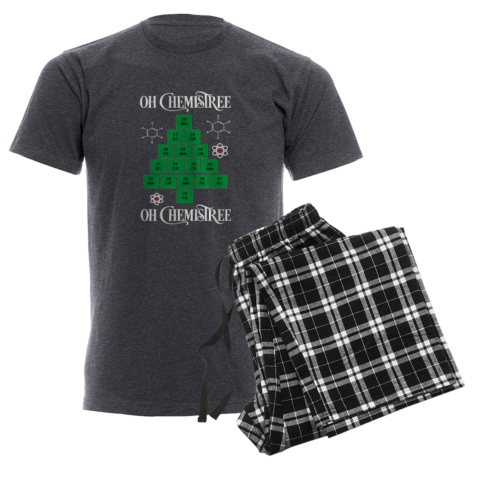 Chemistree Men's Charcoal Pajama Set - Funny Science Christmas Pajamas for Men - Cozy Holiday Sleepwear for Christmas Parties & Family Gatherings