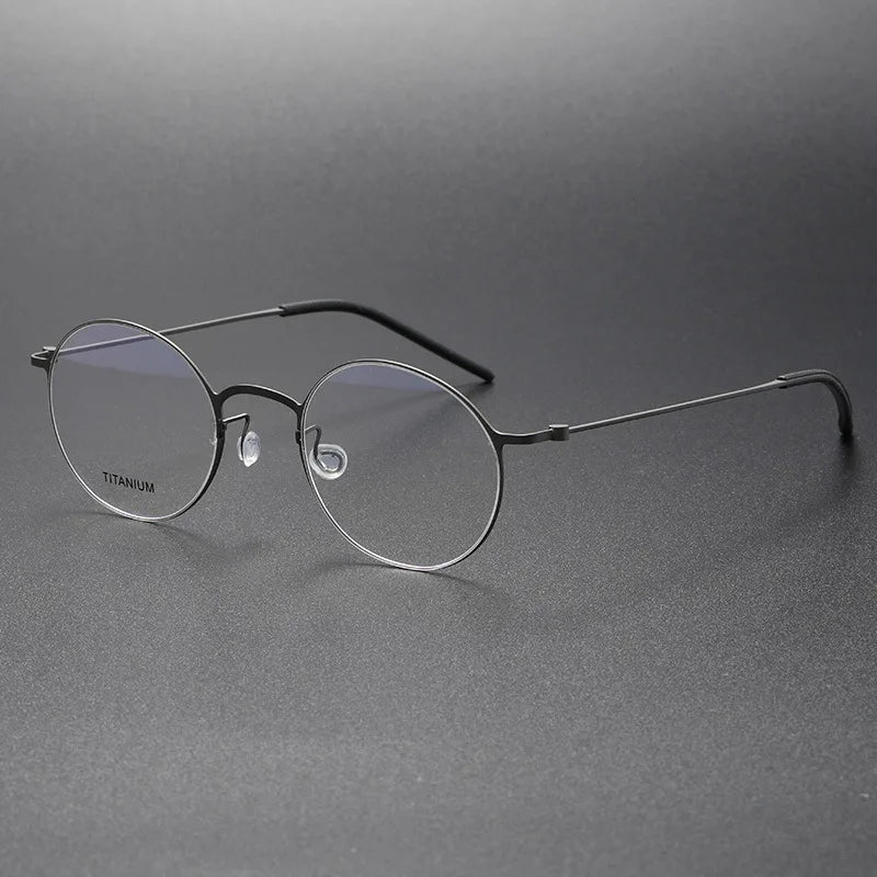 Unisex Round Full Rim Screwless Titanium Eyeglasses Frame 5504 - Lightweight Durable Glasses for Work, Reading & Everyday Wear