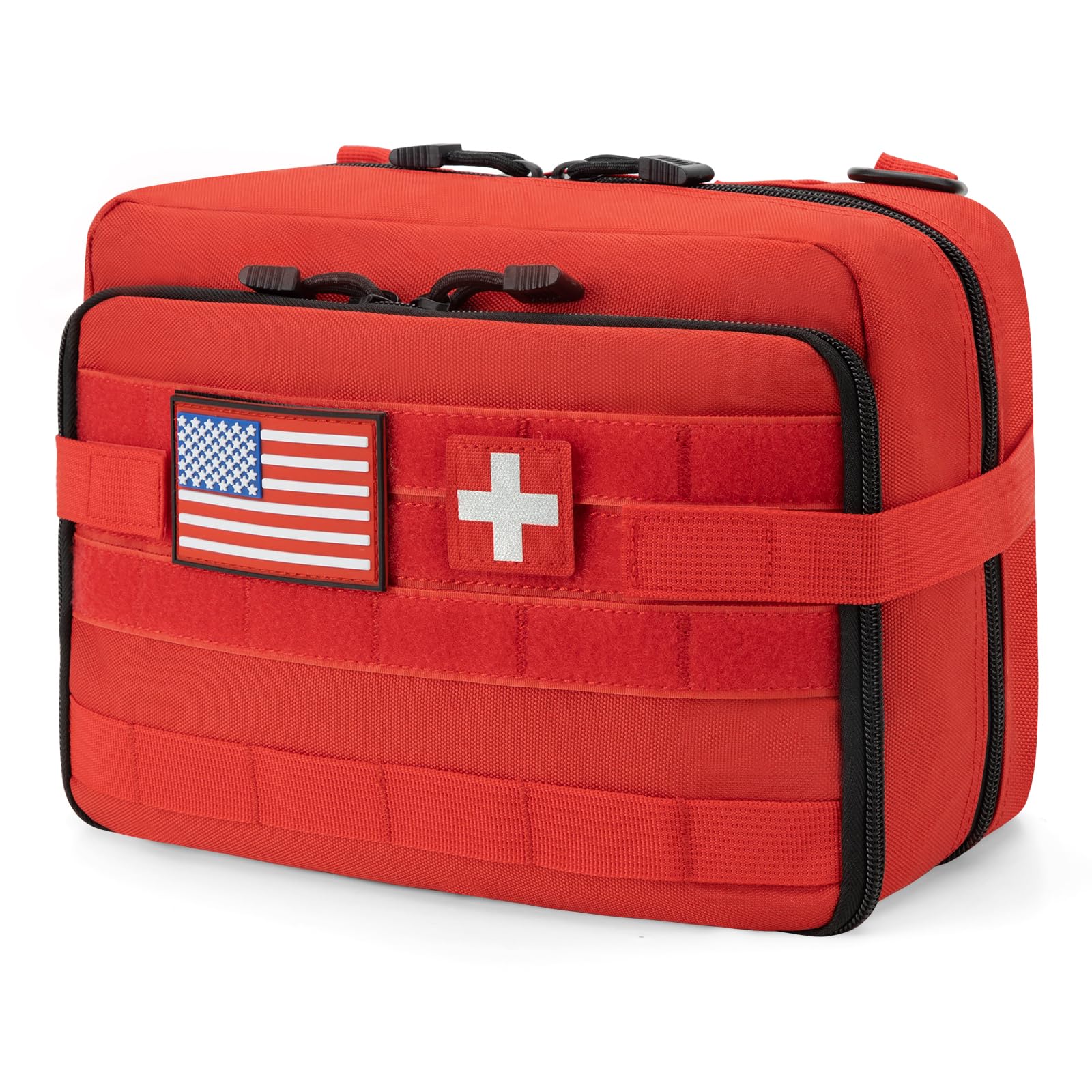 Jueachy Tactical MOLLE Pouch Large Admin Bag - Utility Tool Organizer with Expandable Storage, MOLLE Attachment & Medical Pocket - Perfect for EDC, Military, Hiking & Outdoor Adventures (Includes U.S.A Patch)