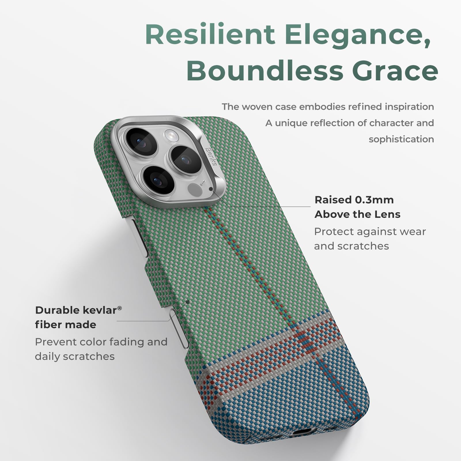 BENKS iPhone 16 Pro Case with MagSafe Compatibility - Kevlar 600D Aramid Fiber Slim Protective Cover for iPhone 16 Pro | Ultra Lightweight Minimalist Design | Perfect for Daily Use, Travel & Outdoor Activities