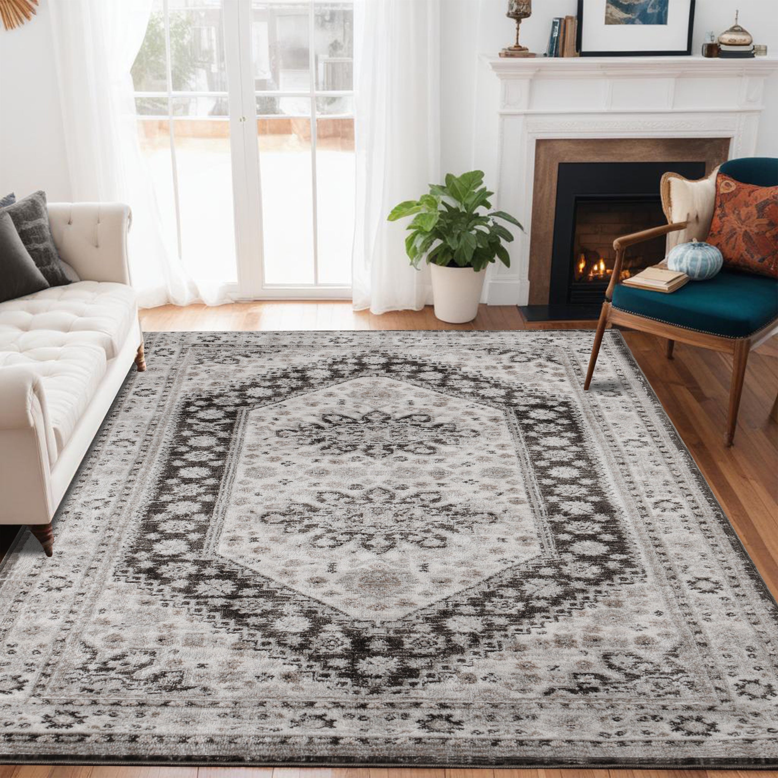 Layland Classic Medallion Traditional Indoor Area Rug or Runner - Non-Slip Living Room Carpet for Bedroom, Dining Room & Hallway Decor