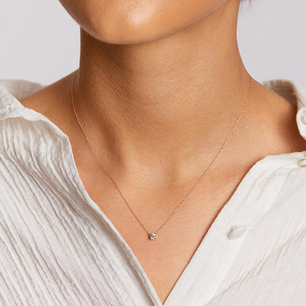 0.20ct Lab Grown Diamond Round Pendant Necklace in 10k Gold - Perfect for Weddings, Anniversaries & Everyday Elegance