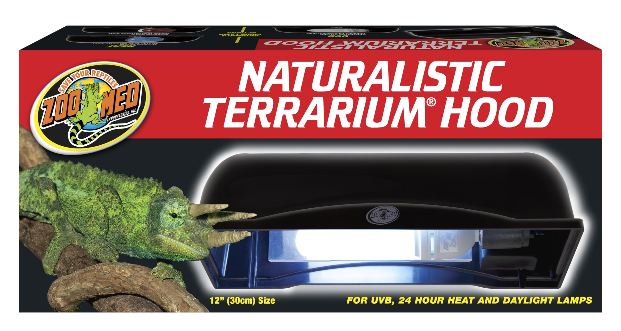 Zoo Med Naturalistic Terrarium Hood 12-Inch - Reptile Habitat Lighting Cover for Bearded Dragons, Geckos & Snakes - Perfect for Desert & Tropical Terrarium Setups