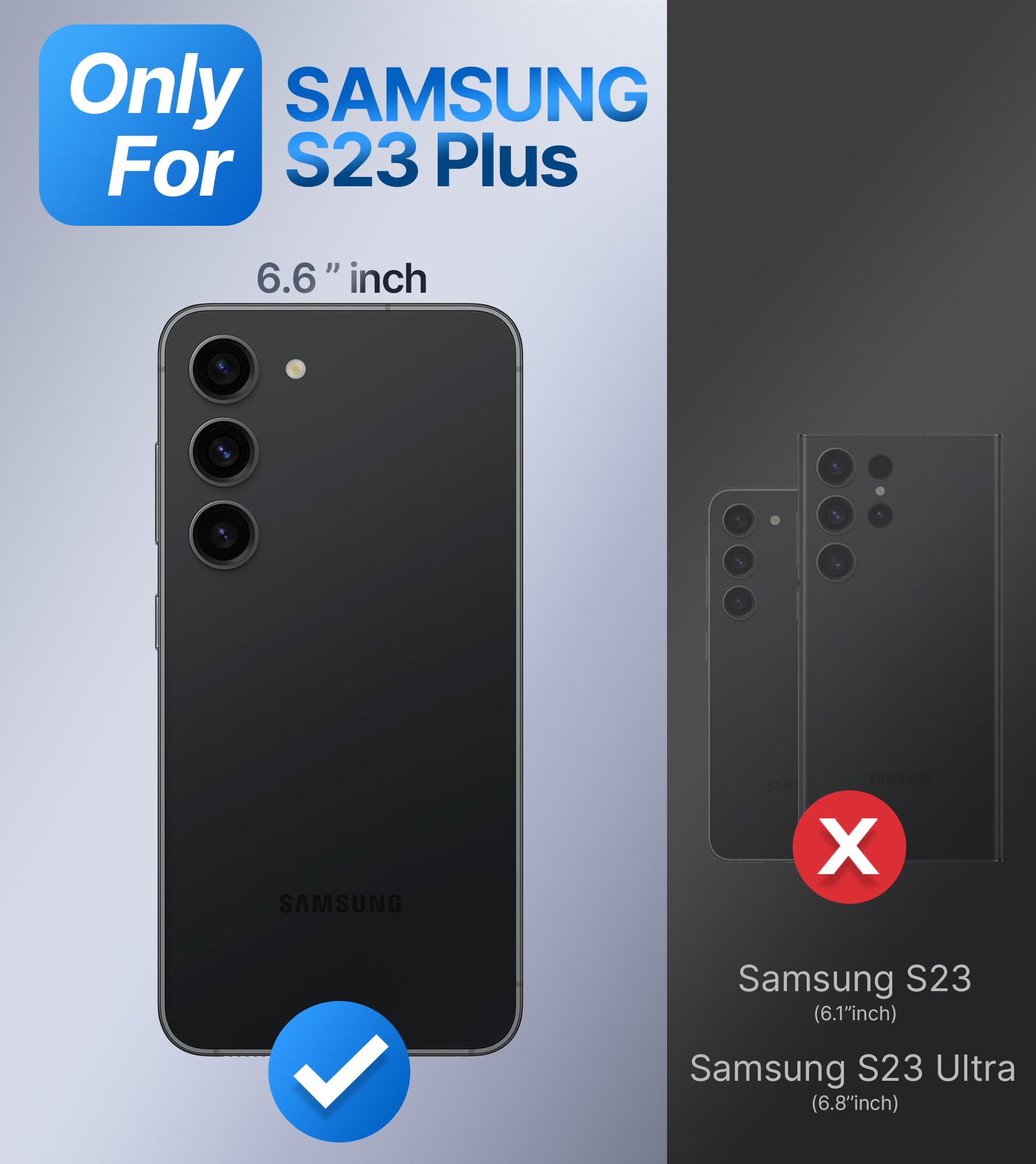 Premium Shockproof Clear Phone Case for Samsung Galaxy S23 Plus 5G (6.6 Inch) - Slim Lightweight Protective Cover with Ring Stand (Black Clear) | Perfect for Work, Travel & Everyday Protection