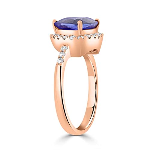 2.60ct AAAA Trillion Cut Tanzanite & Diamond Ring in 14K Rose Gold for Women | December Birthstone Jewelry | Violet Blue Gemstone Engagement Ring Gift for Anniversary, Valentine's Day & Special Occasions