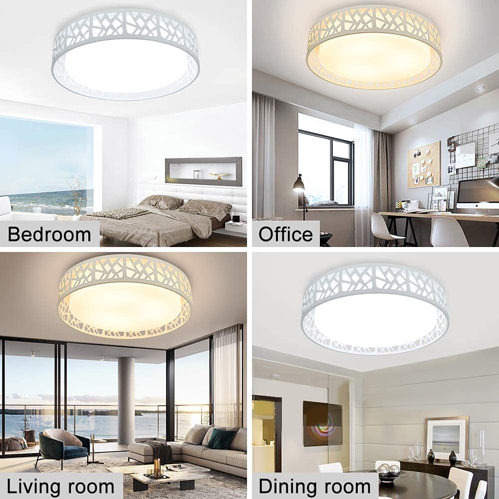 Dimmable 35W LED Ceiling Light with Remote Control - Modern Round White Flush Mount Light Fixture for Living Room, Bedroom, Kitchen, Dining Room, Office, Hall & Kids Room (3000K-6000K Color Temperature) | Energy Saving Home Lighting Solution for Modern Interiors
