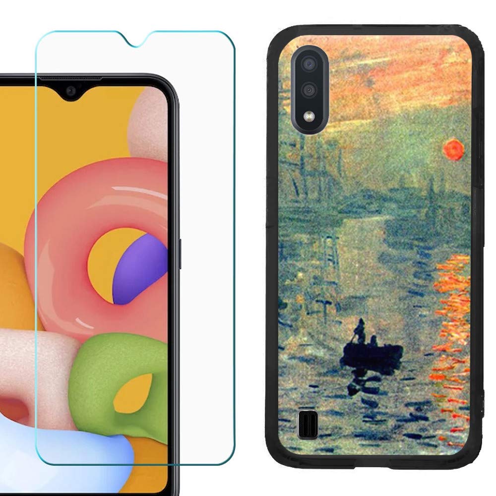 OneToughShield Slim-Fit TPU Phone Case for Samsung Galaxy A01 - Black with Tempered Glass Screen Protector | Durable Protection for Everyday Use, Work & Travel