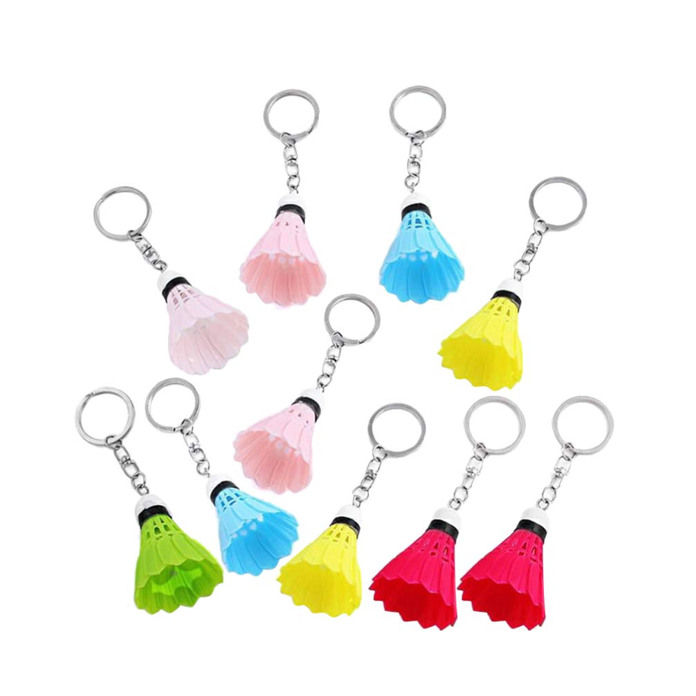 10pcs Colorful Mini Badminton Keychains - Sports Ball Key Rings, Decorative Pendants for Bags, Gifts & Souvenirs (Random Colors) - Perfect for Sports Fans, Party Favors & Travel Accessories