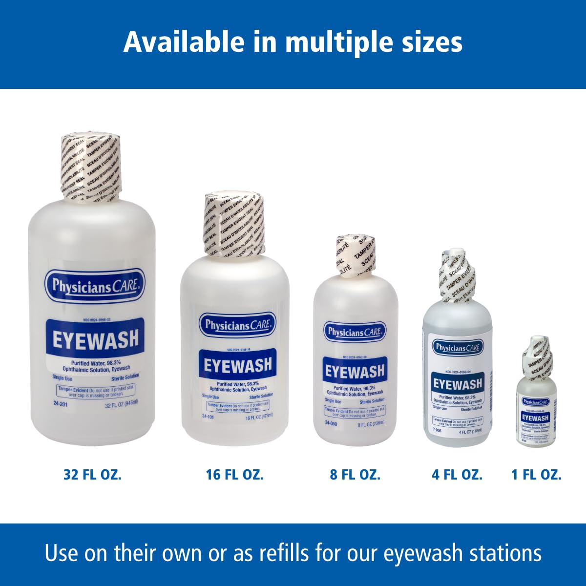 PhysiciansCare Wall-Mountable Eyewash Station with 16 oz Eye Wash Solution - Emergency Eye Wash for First Aid, Labs & Workplaces