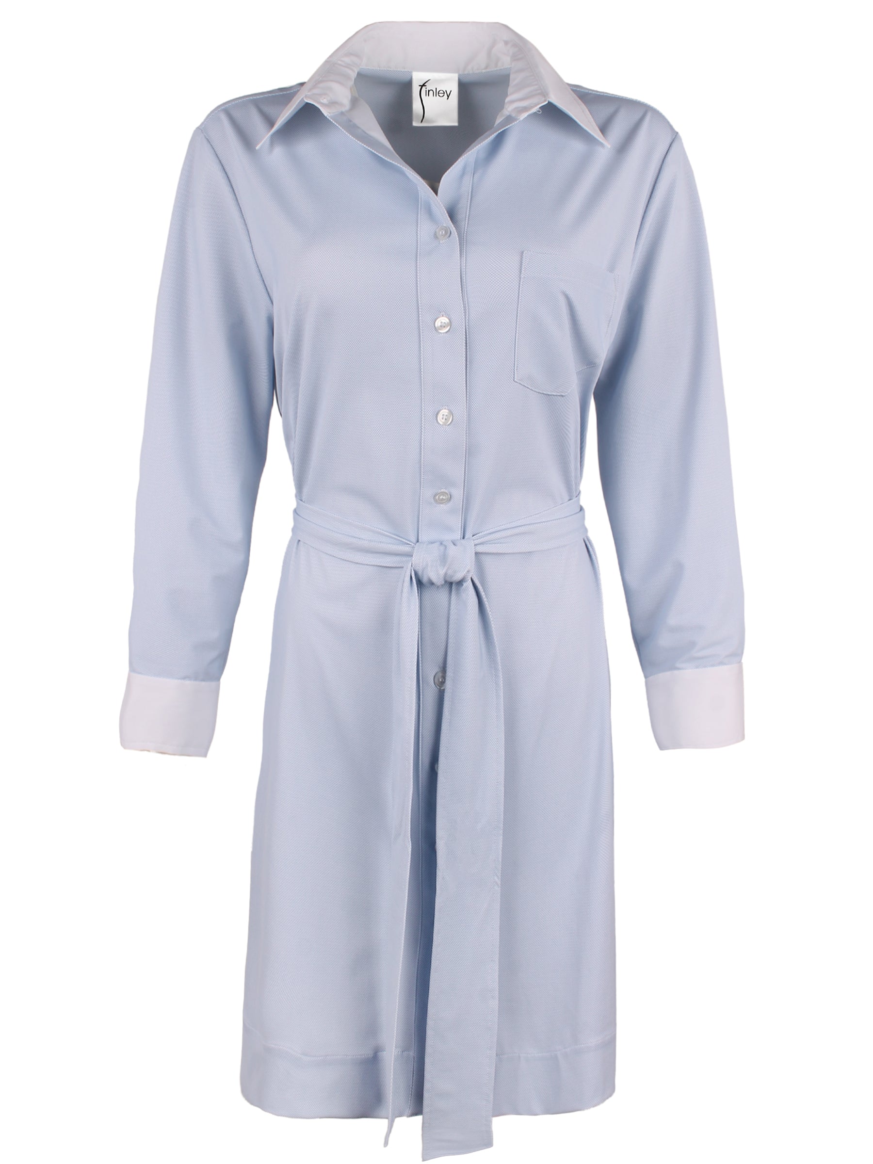 Liam Tie Front Shirt Dress for Women - 4 Way Stretch Knit Fabric - Perfect for Office, Date Night & Casual Outings