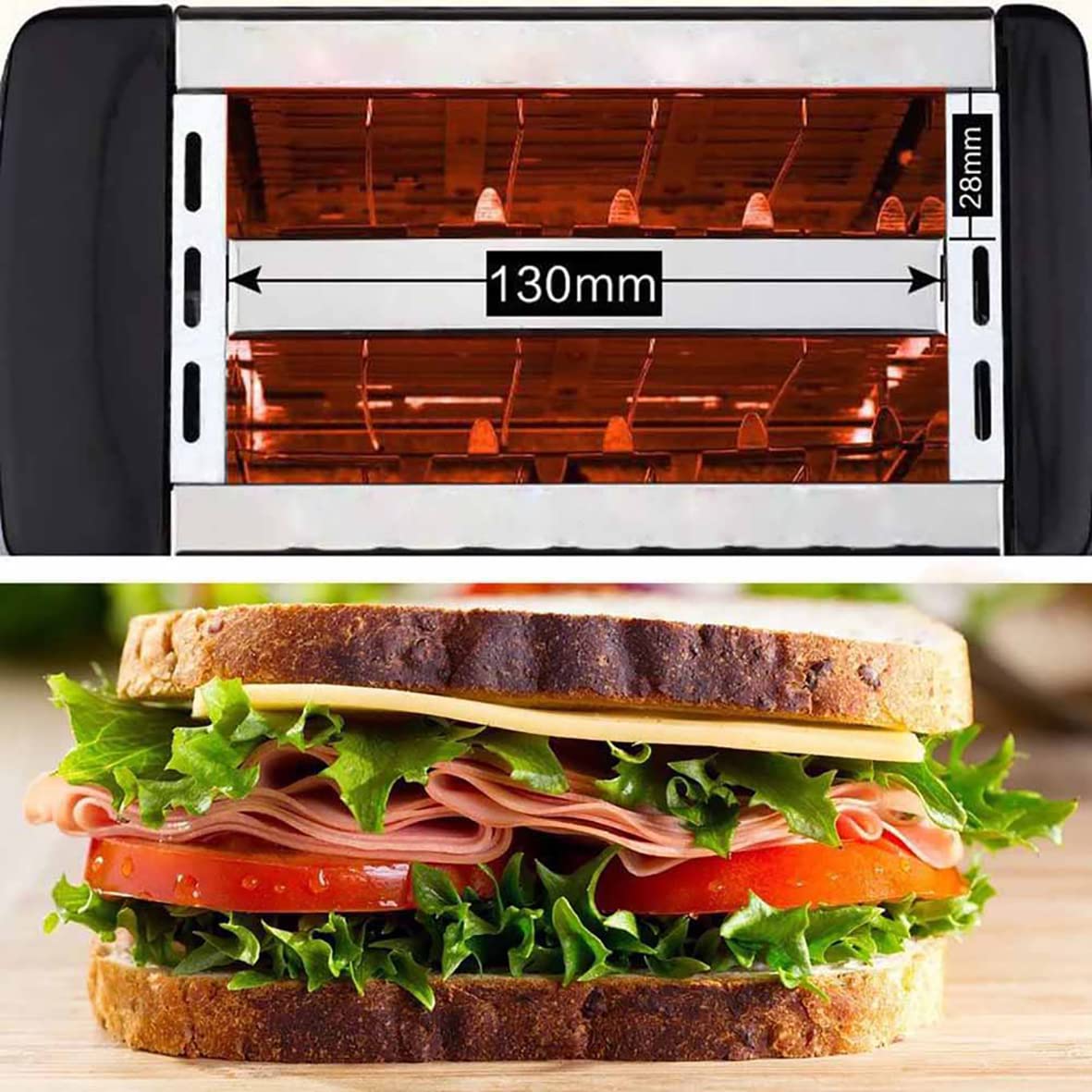 Stainless Steel 750W 2-Slice Toaster - Quick & Even Toasting for Bagels, Bread, Sandwiches - Perfect for Breakfast, Office, Dorm & Small Kitchens