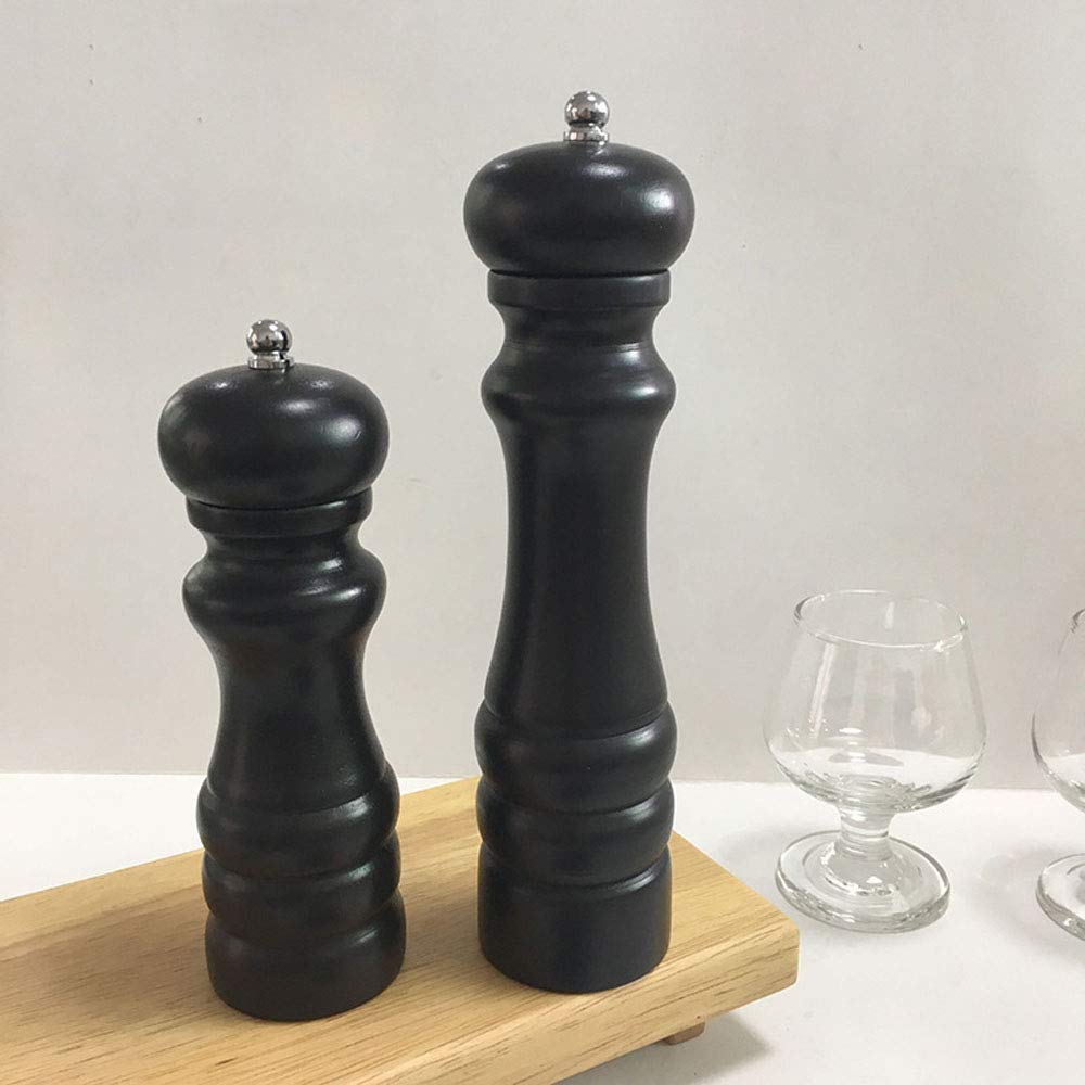 Premium Wooden Salt and Pepper Grinder Set - Adjustable Coarseness Ceramic Core Manual Spice Mill - 8 Inch Solid Kitchen Condiment Grinders for Cooking, BBQ, Dinner Parties & Outdoor Picnics