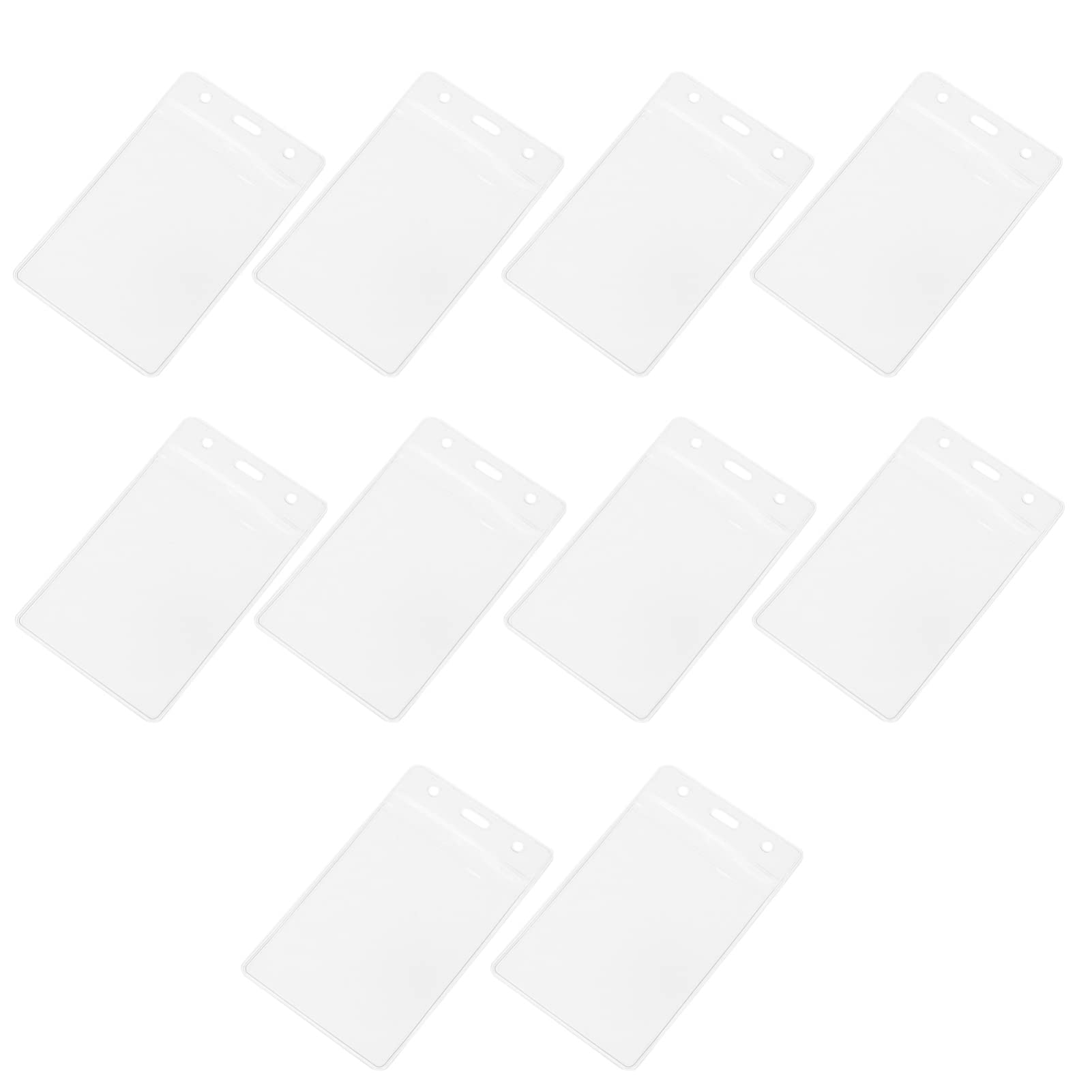 Operitacx 10-Pack Clear Vertical ID Badge Holders - Transparent Plastic Credit Card Protector Sleeves for Business, Security & Office Use - Durable Reusable ID Card Holder for Employees, Events & Conventions