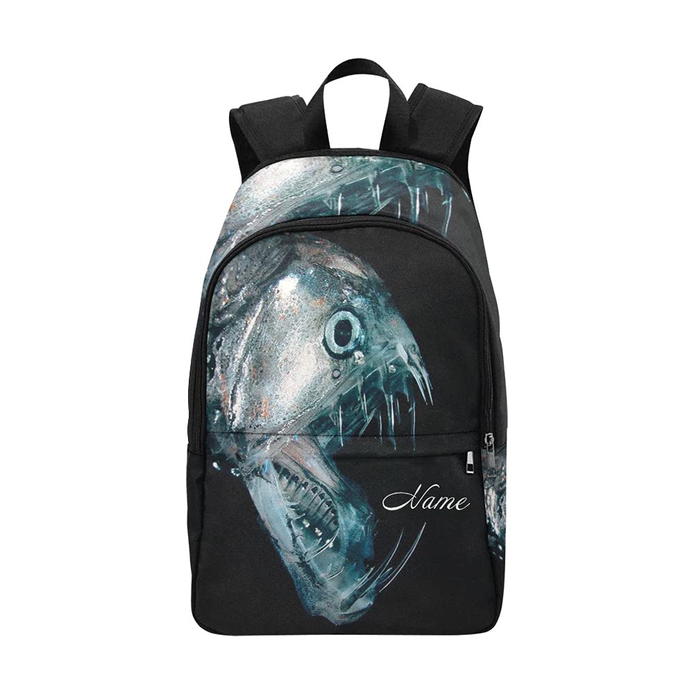 Custom Name Fish Backpack - Personalized Travel Bag for Women & Men | Stylish & Unique Gift for School, Hiking, Camping & Outdoor Adventures