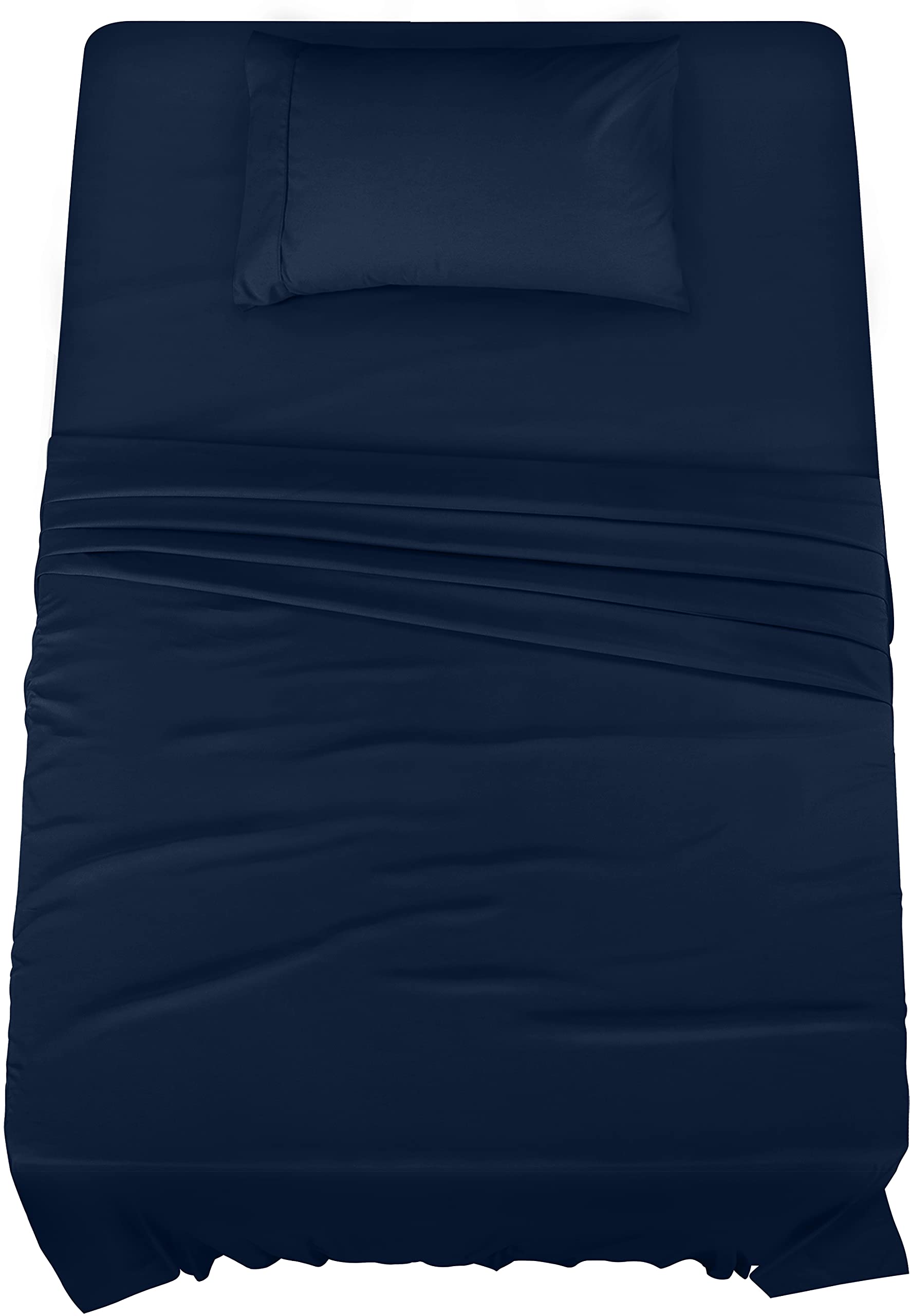 Utopia Bedding Twin Size 3-Piece Sheet Set - Super Soft Brushed Microfiber Bed Sheets - Shrink & Fade Resistant - Easy Care Navy Blue Bedding for Kids, Dorms & Guest Rooms