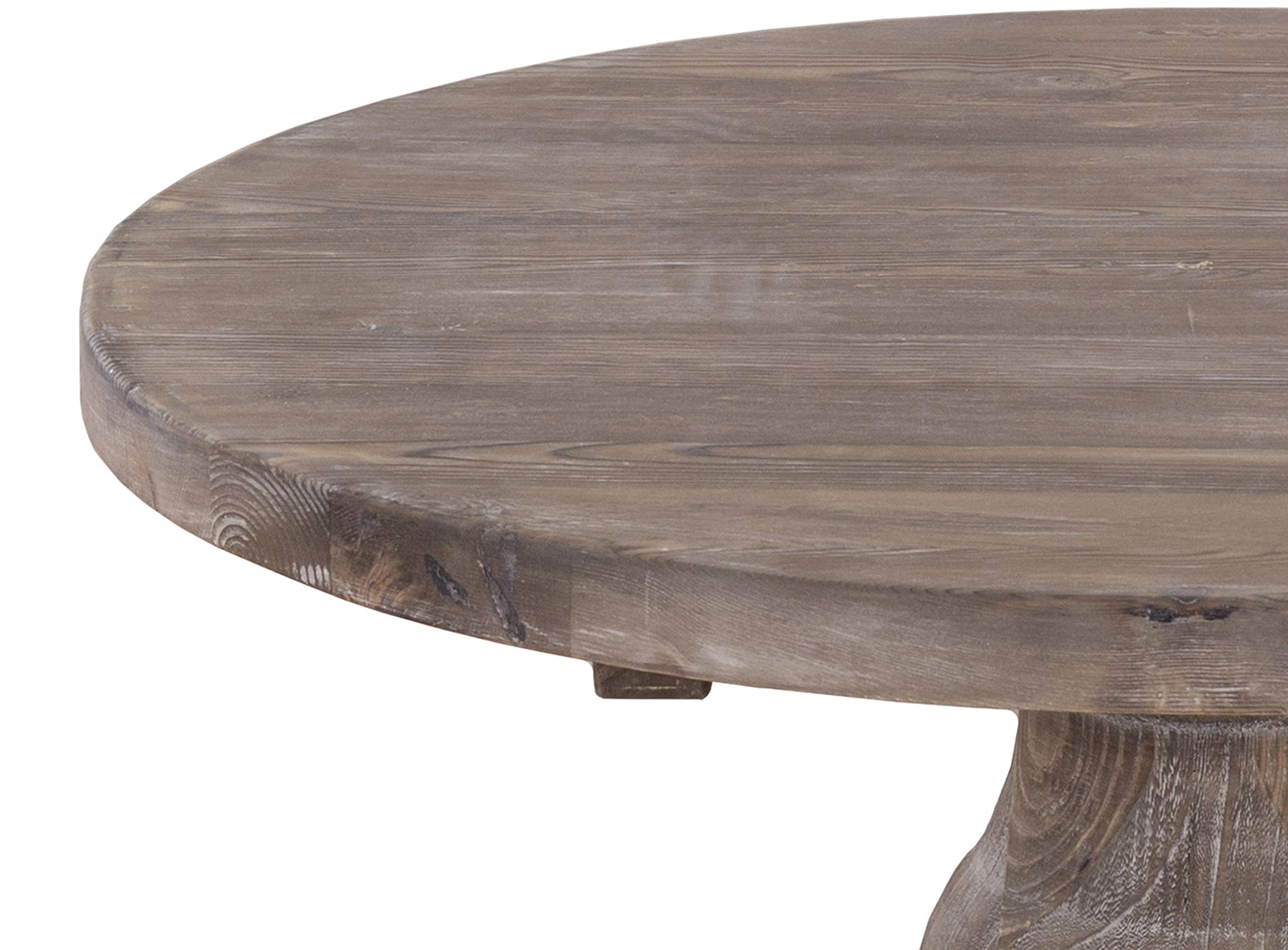 Benjara Solid Wood Round Coffee Table with Pedestal Base - 36 Inch Brown Wooden End Table for Living Room, Lounge & Office Decor