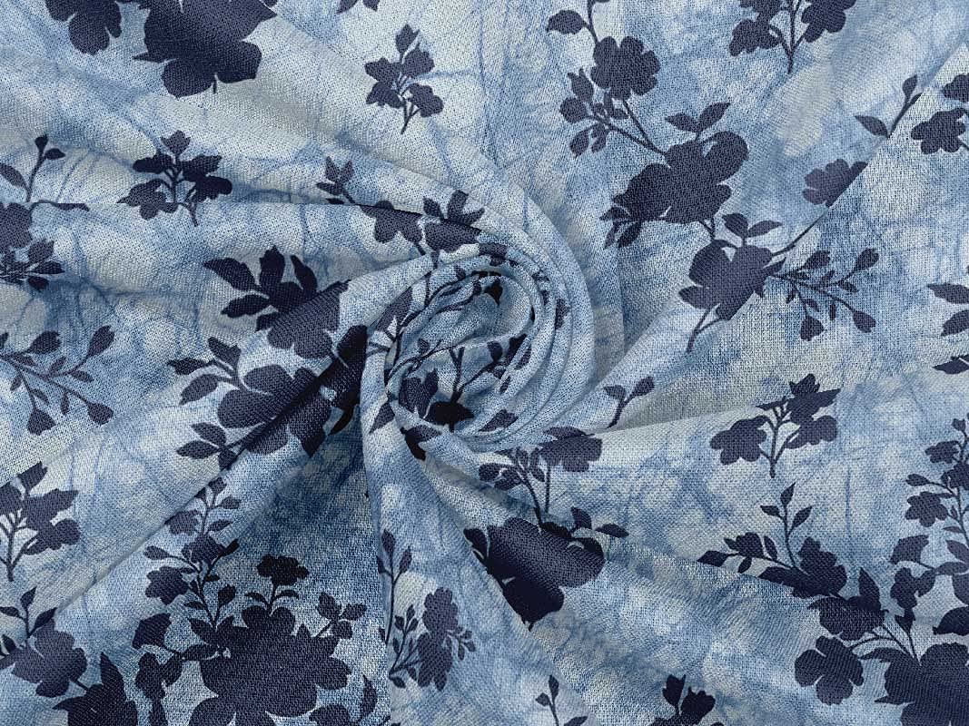 oneOone Rayon Blue Floral Printed Fabric by The Yard - 56 Inch Wide DIY Sewing Material for Dresses, Skirts & Home Decor Projects
