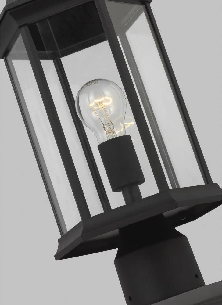 Black Outdoor Post Lantern - Medium 1-Light Traditional Fixture with Incandescent Lighting for Patio, Garden & Pathway - 73-Bel-4169695