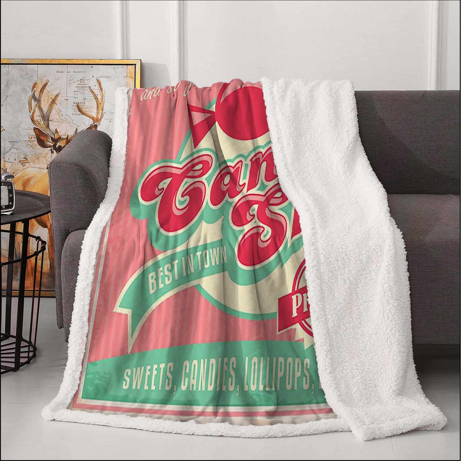 Vintage Style Pink Cream Mint Green Soft Throw Blanket 30x40 Inches - Cozy Baby Size Bed Blanket & Couch Cover for All Seasons | Perfect for Nursery, Living Room, Gift Giving