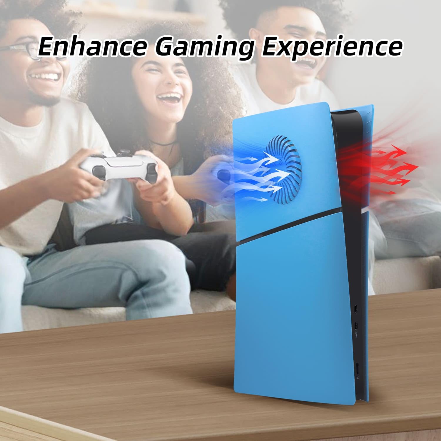 Mcbazel PS5 Slim Faceplate Replacement - ABS Protective Cover & Ventilation Accessories for Playstation 5 Slim Digital Edition - Light Blue (Not for PS5/PS5 Pro) | Gaming Console Protection & Style Upgrade