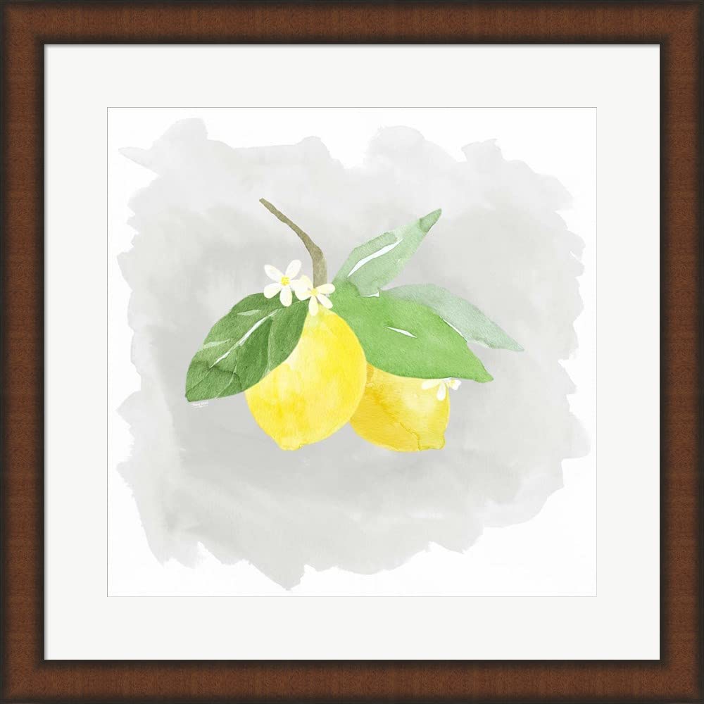 Life is Sweet III by Tara Reed - Framed Art Print Wall Picture in Brown Teak Frame, 20x20 Inches - Perfect for Living Room, Bedroom & Office Decor