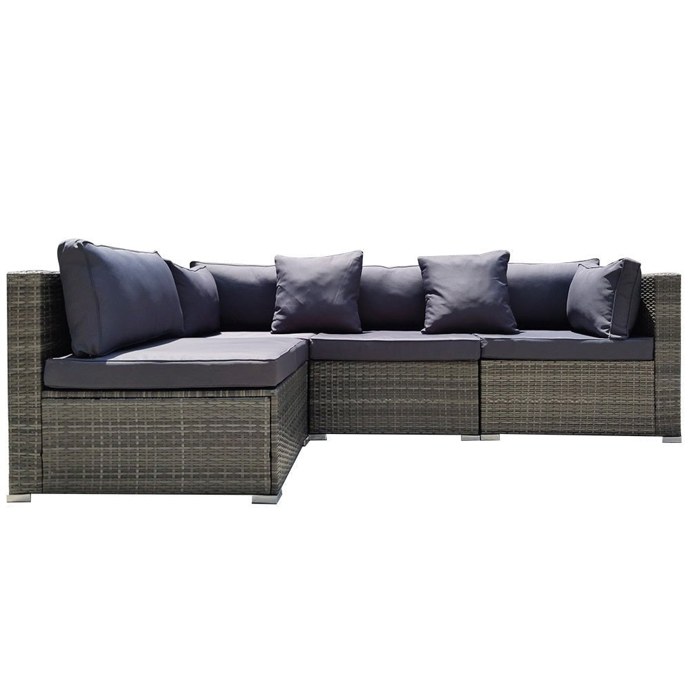 4-Seater Modular Outdoor Lounge Sofa Set - Waterproof Grey Patio Furniture for Garden, Poolside & Backyard Relaxation