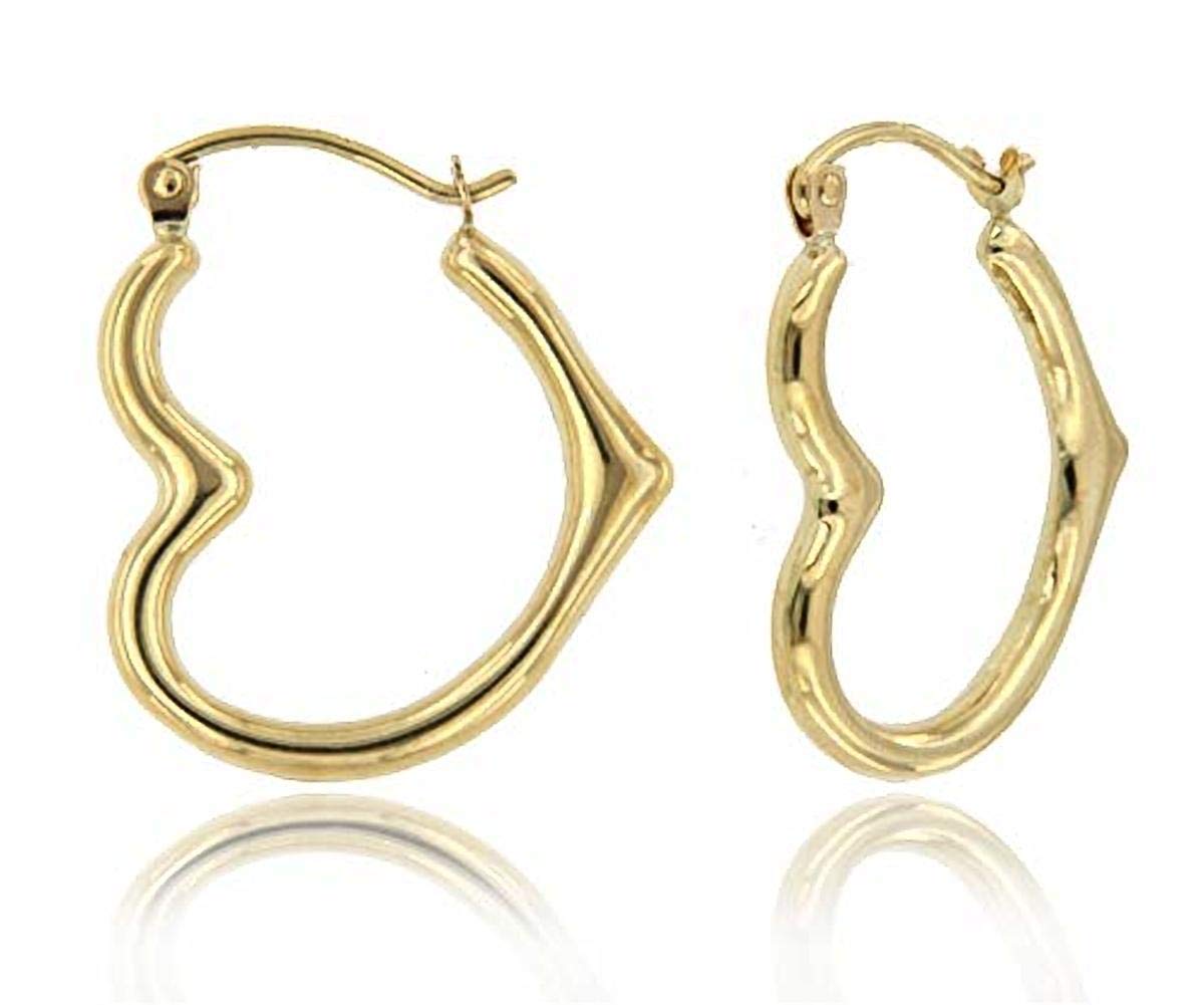14K Gold Heart Shaped Hoop Earrings for Women - 2mm Thick, 16-20mm Size - Dainty Valentine's Day Gift, Anniversary Jewelry, Everyday Wear Elegance