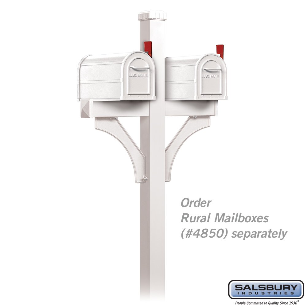 Salsbury Industries 4377WHT White Mailbox Arm Replacement Kit for Deluxe Post - Perfect for Roadside Mailbox Repair & Maintenance