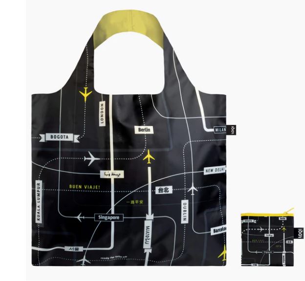 LOQI Reusable Shopping Tote Bag - Eco-Friendly Foldable Grocery Bag for Shopping, Travel & Beach - Lightweight & Durable Carryall with Stylish Designs