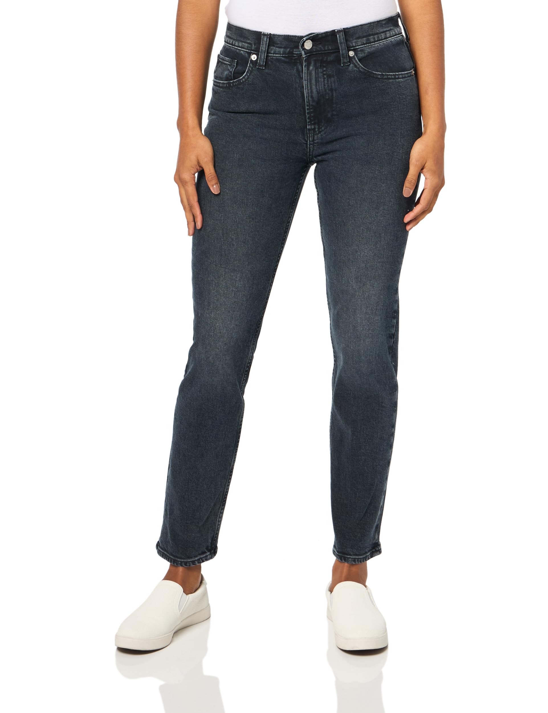 GAP Women's High Rise Straight Fit Denim Jeans - Classic Blue Stretch Jeans for Everyday Wear | Office, Casual & Weekend Outfits