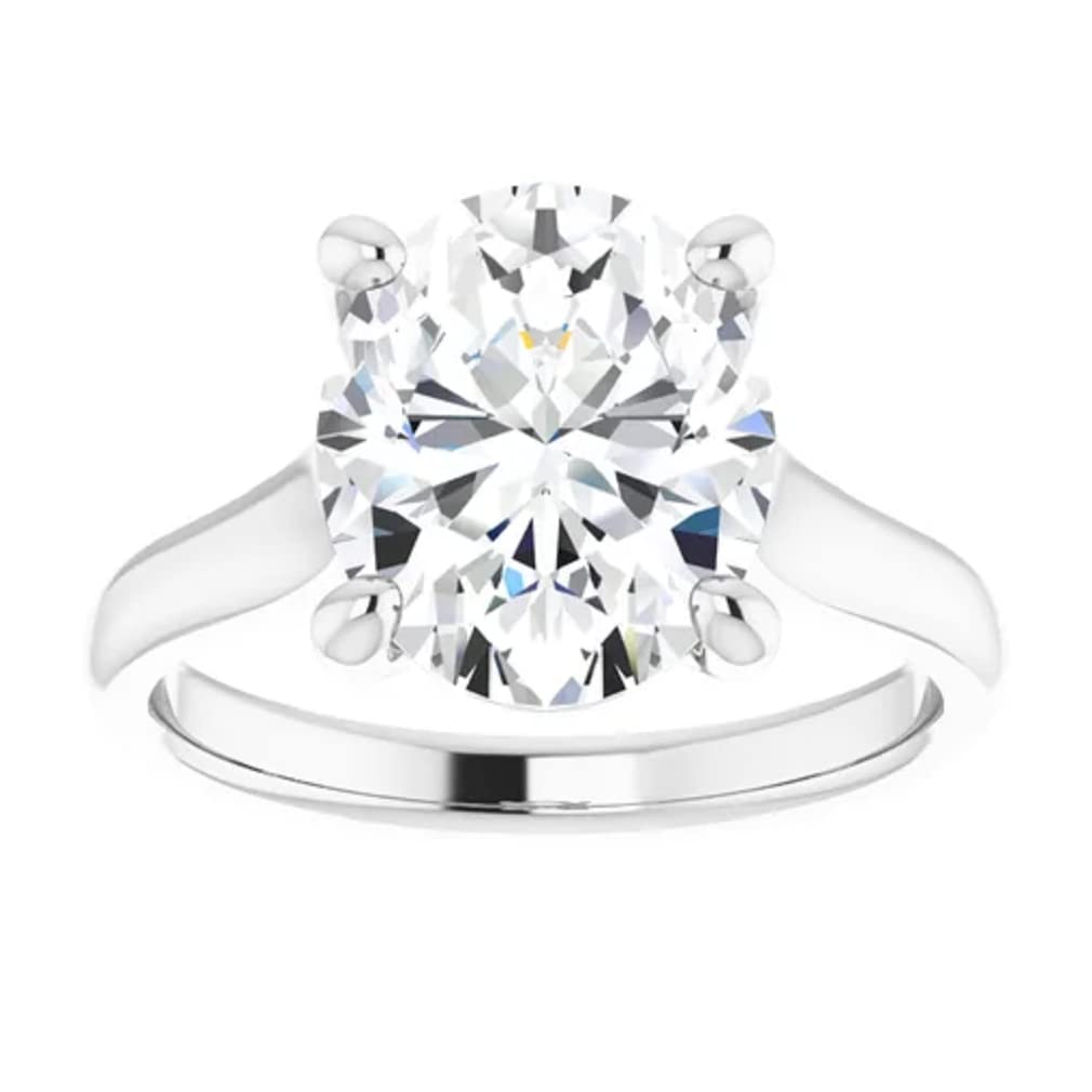 10K Solid White Gold Handmade Oval Cut Moissanite Engagement Ring - 2.0 CT Solitaire Wedding Band for Women | Bridal Proposal Jewelry Gift for Anniversary & Special Occasions