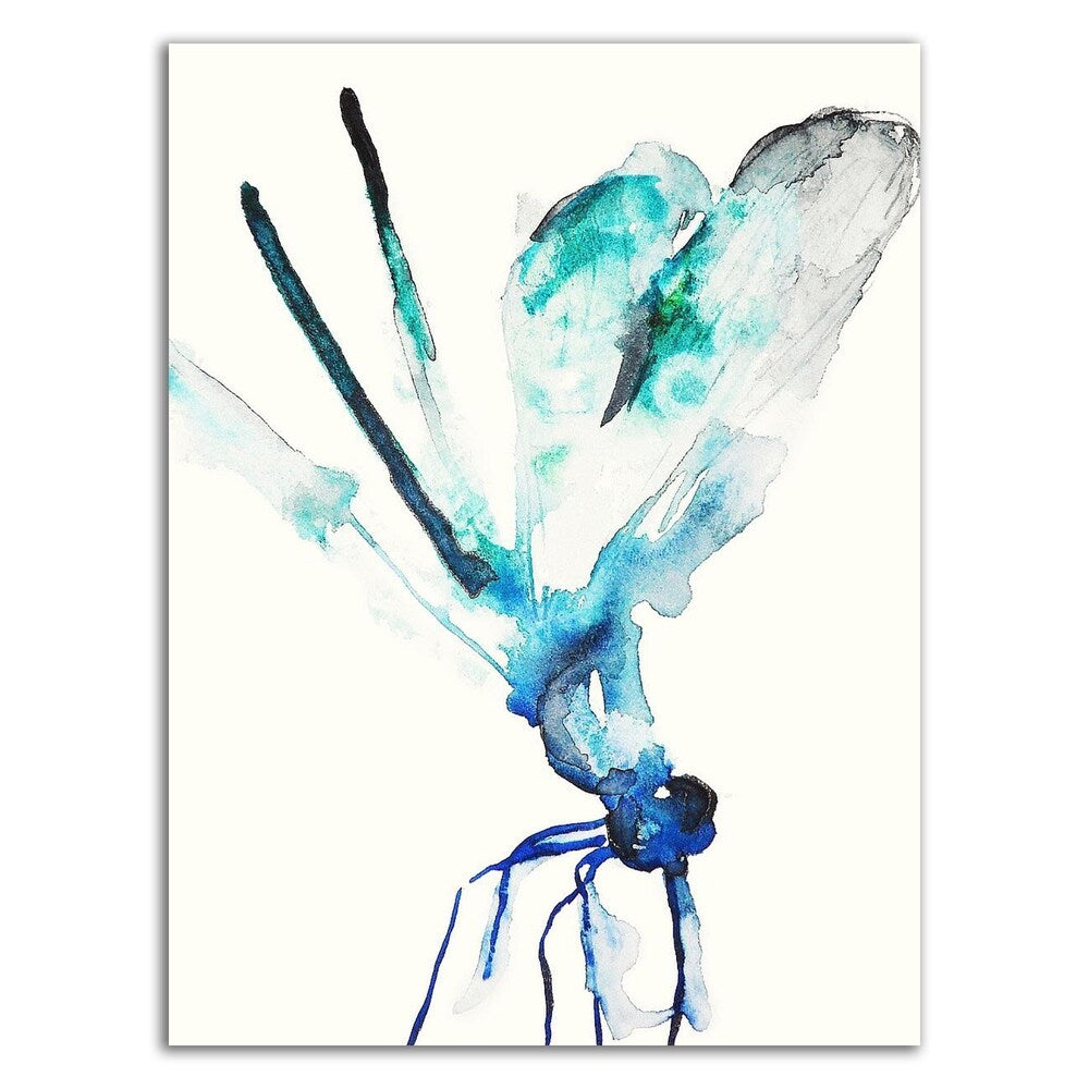 Blue & Green Dragonfly Art Print by Karin Johannesson - Premium Canvas Wall Decor Ready to Hang - Perfect for Living Room, Bedroom or Office Decor