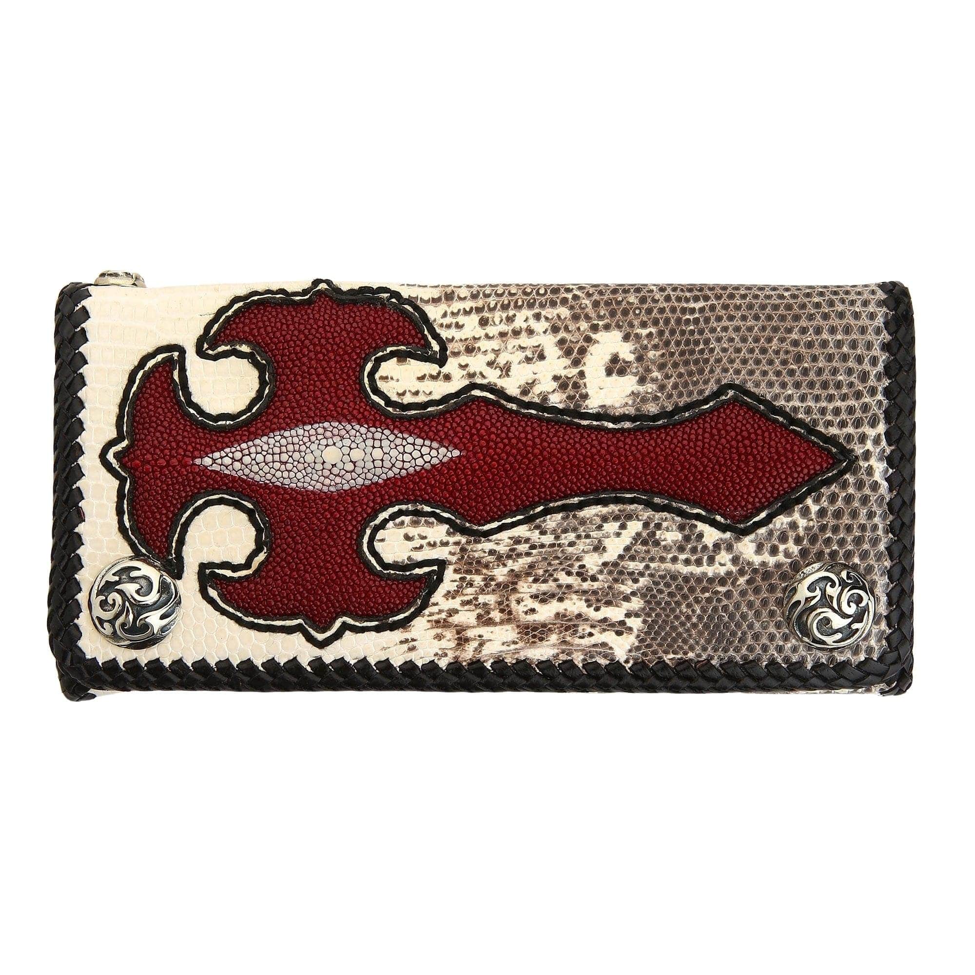 Premium Stingray Cross Lizard Leather Biker Wallet for Men - RFID Blocking Slim Bifold Wallet - Perfect for Motorcycle Riders & Everyday Carry