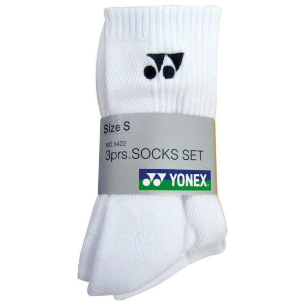 Yonex 3 Pack White Long Sports Socks for Men & Women - Breathable Cushioned Athletic Socks for Running, Tennis, Basketball & Workout - Model 8422