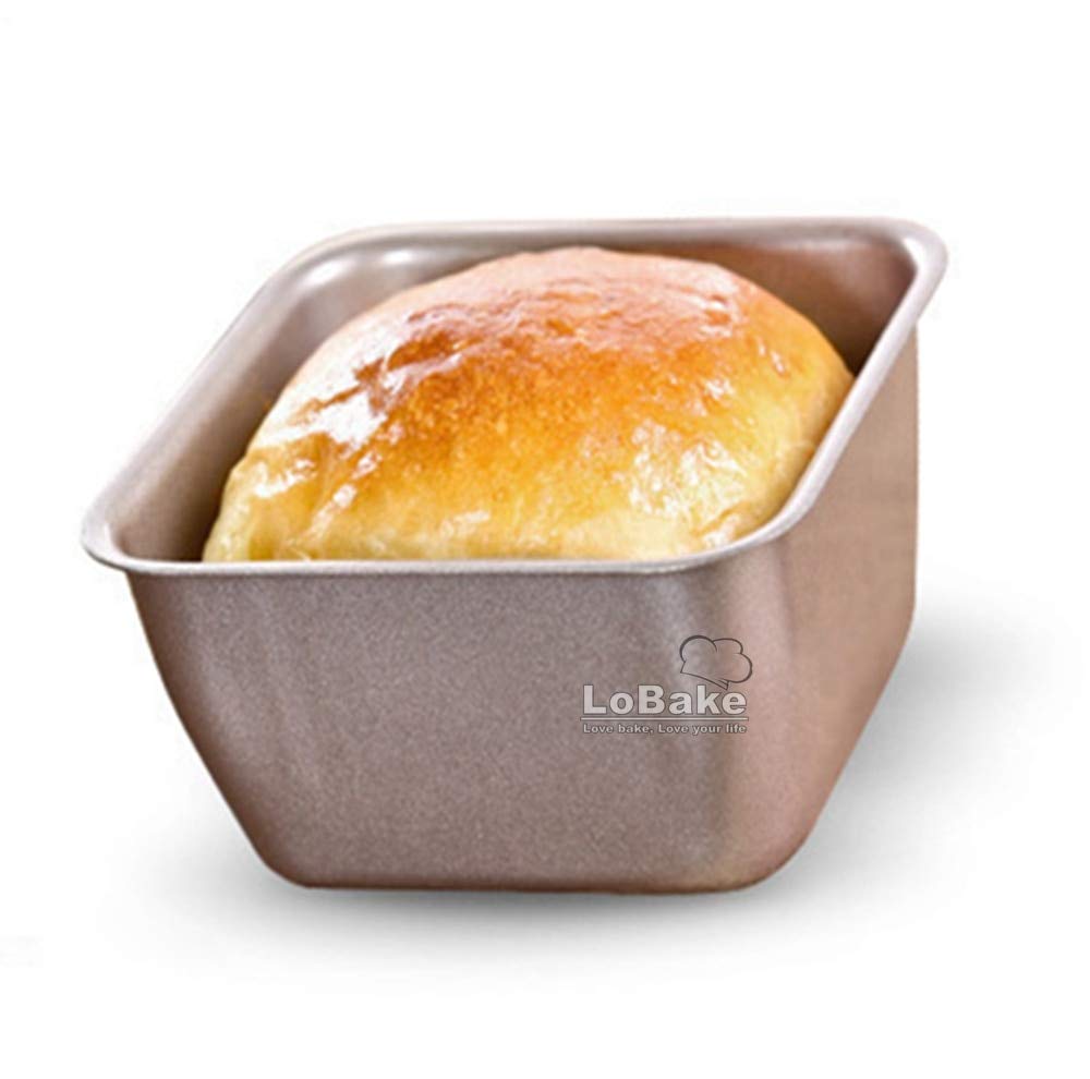 6-Piece Mini Square Nonstick Carbon Steel Cake Molds - Golden Baking Pans for Loaf, Cheese, Tart & Jelly - Perfect for DIY Baking, Home Kitchens & Professional Bakeries