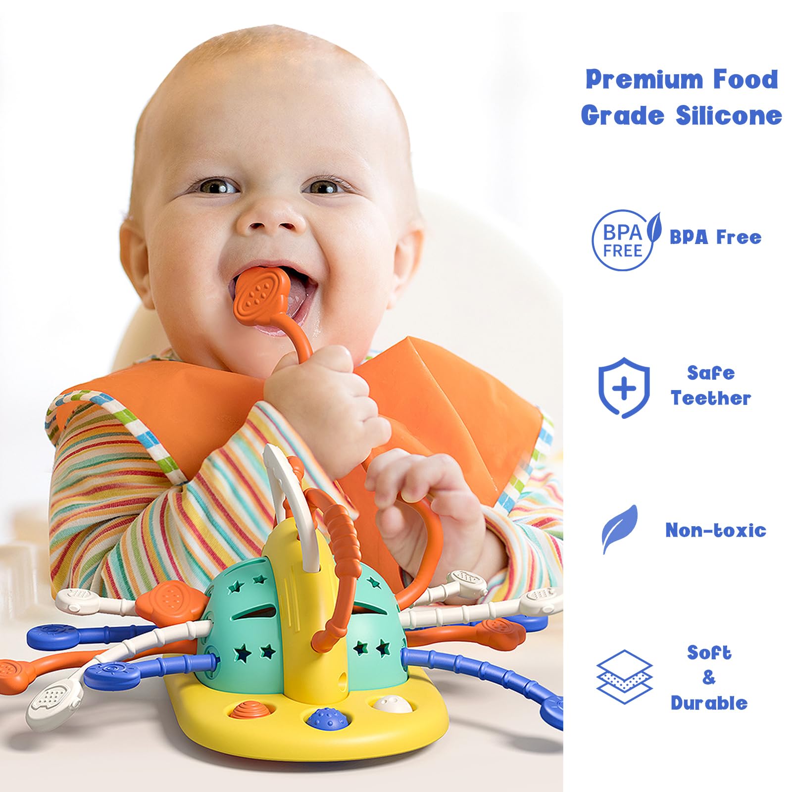 Best Silicone Suction Cup Baby Toys for High Chairs - Montessori Sensory Toys for 6-12 Month Old Toddlers (1 Year Old) - Perfect for Mealtime, Travel & Early Learning Development