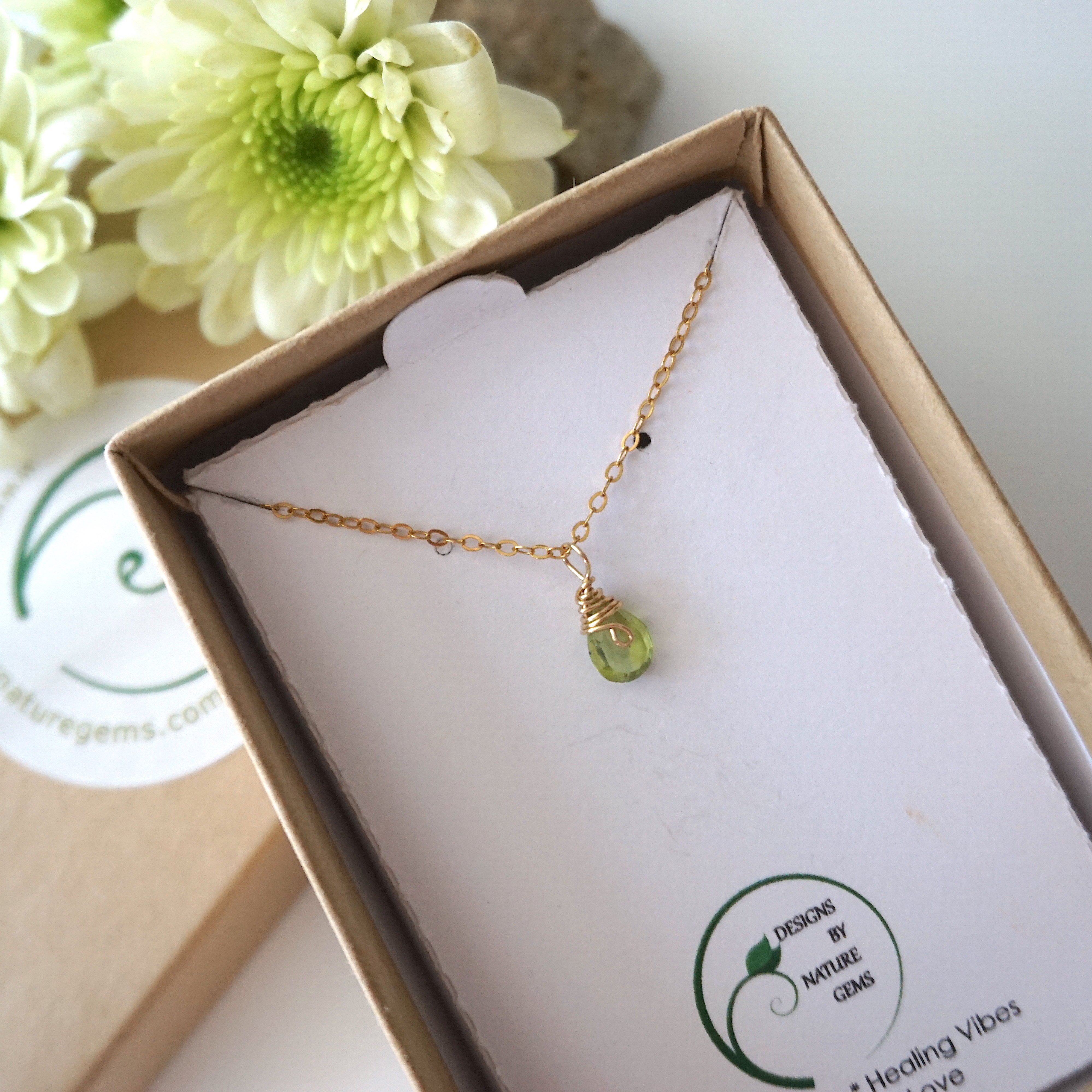 Peridot Faceted Necklace - 14K Gold Filled Wrapped Charm Pendant Jewelry for Women, Gift for Her, Birthday, Anniversary, Valentine's Day | Elegant Everyday Wear & Special Occasions
