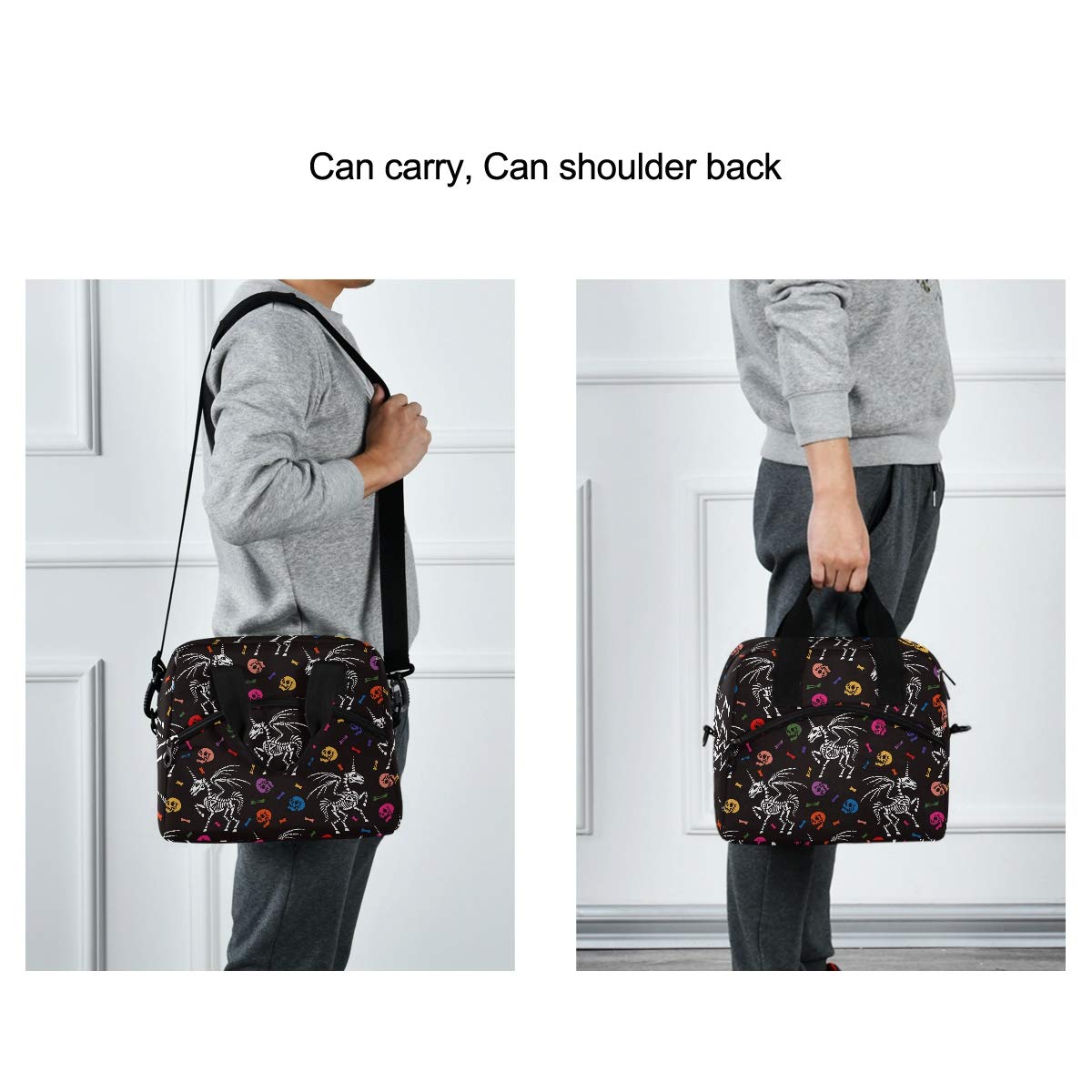Unicorn Skull Lunch Bag for Women - Gothic Skeleton Insulated Cooler Tote - Durable Leakproof Lunch Box for Office, Work, School & Picnic - Perfect for Halloween, Gothic Style & Everyday Use