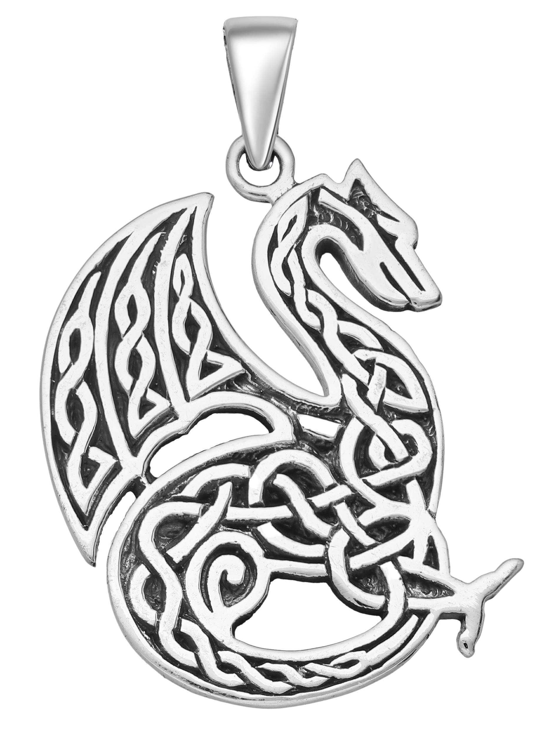 Celtic Knot Dragon Silver Pendant for Jewelry & Gifts