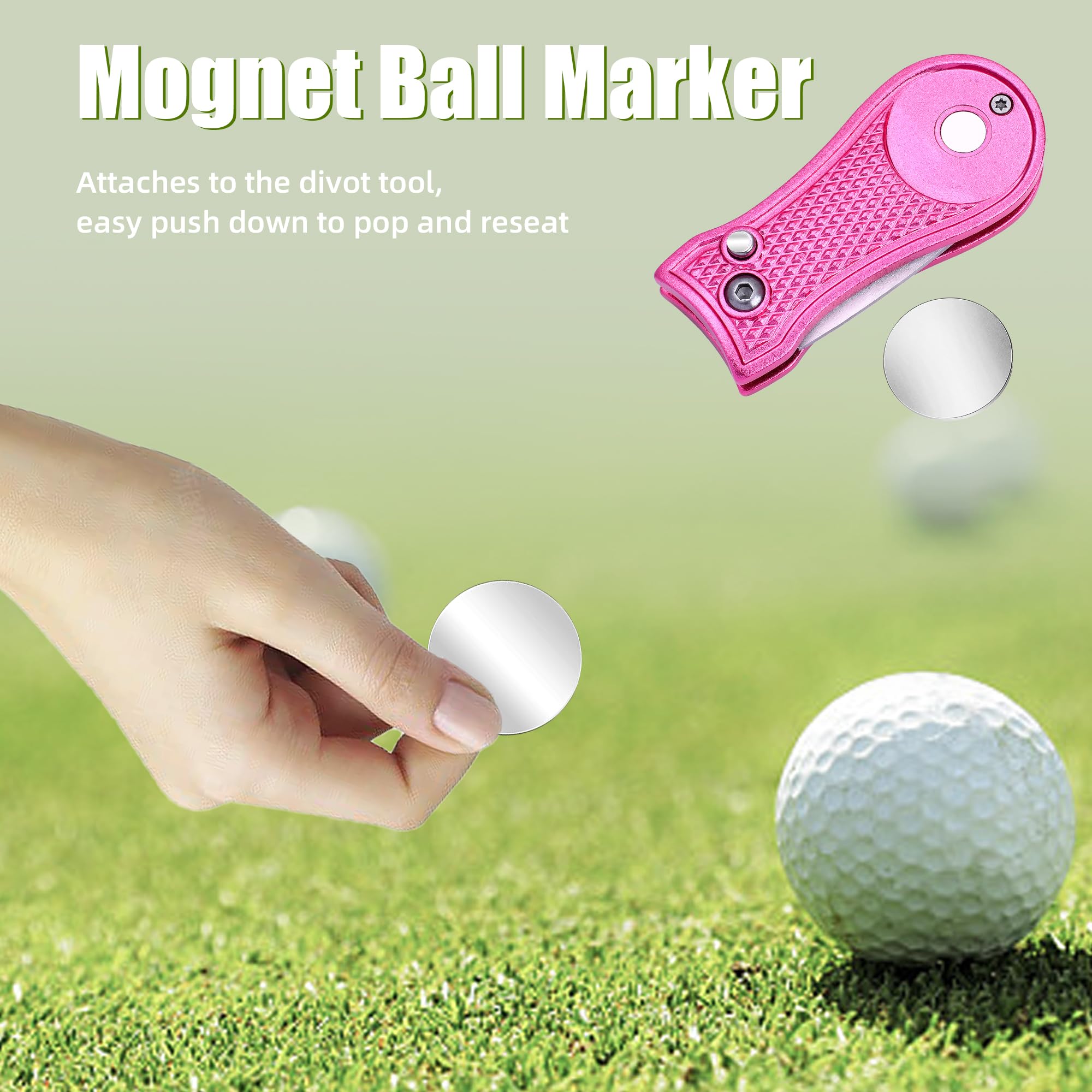 Premium All-Metal Golf Divot Repair Tool with Foldable Design, Pop-up Button & Magnetic Ball Marker - Perfect for Golf Course Repair, Practice Sessions & Tournament Play